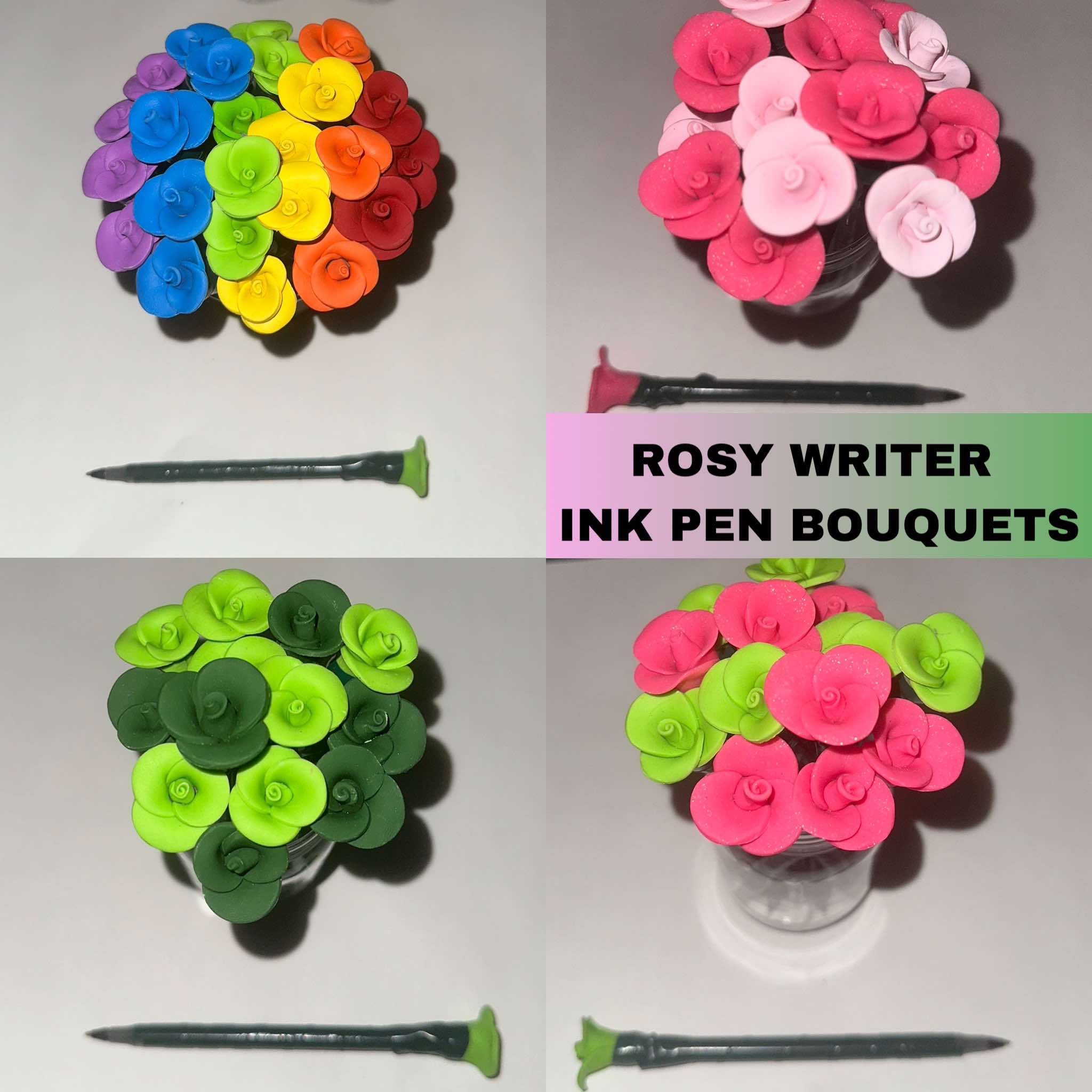 The Over the Rainbow Bouquet from the Wicked-esque Collection 21 Stem Rosy Writer Ink Pen Bouquet